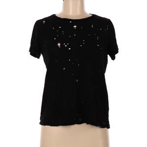 Forever 21 Black Distressed T-Shirt - Size Medium